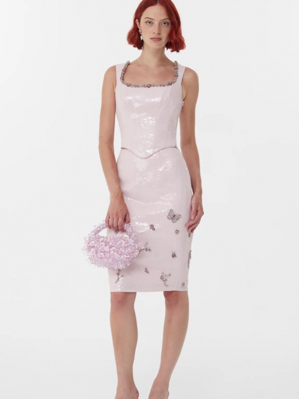 Clio Peppiatt corset and skirt blossom in blush
